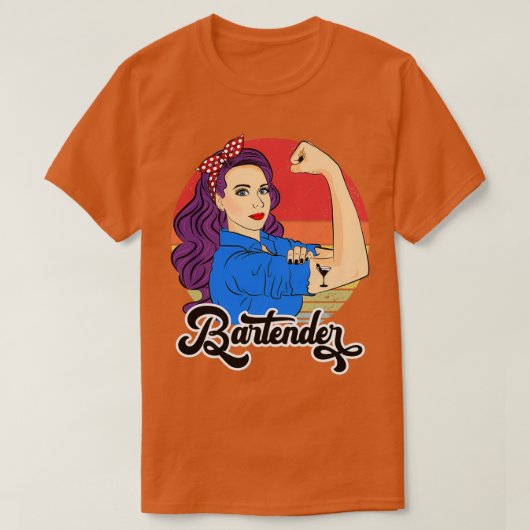 Bartender Vrouw Gift Barman Barkeeper Str. T-shirt (Design voorkant)