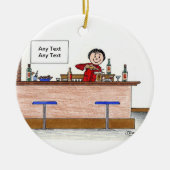 Bartender - Vrouw Keramisch Ornament (Voorkant)