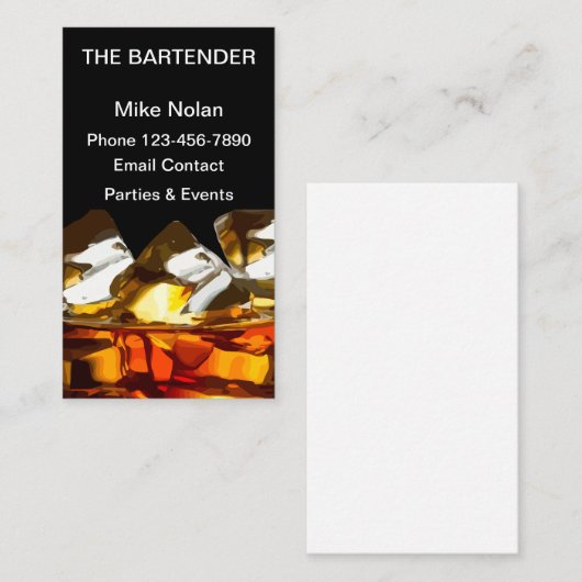 Bartender Whiskey Glass Visitekaartje (Voorkant / Achterkant)