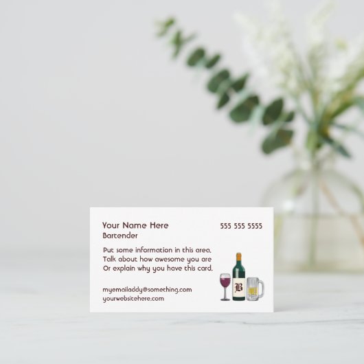 Bartender White Visitekaartje (Staand voorkant)