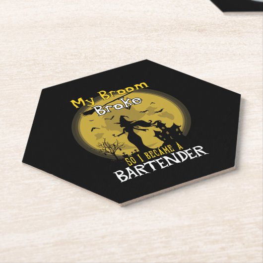 Bartender Witch Halloween Kartonnen Onderzetters (Schuin)