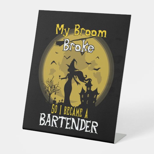 Bartender Witch Halloween Reclamebord Met Voetstuk (Voorkant)