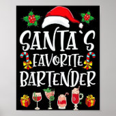 Bartender Xmas Gift Santa's Favorite Bartender Chr Poster (Voorkant)