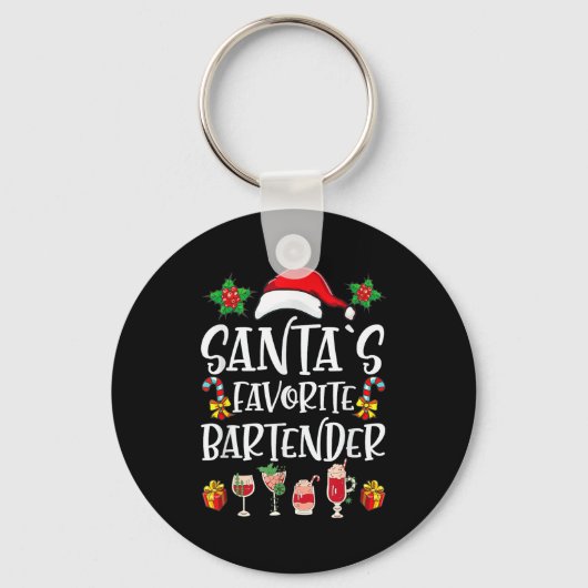 Bartender Xmas Gift Santa's Favorite Bartender Chr Sleutelhanger (Voorkant)