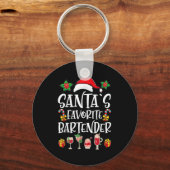 Bartender Xmas Gift Santa's Favorite Bartender Chr Sleutelhanger (Voorkant)