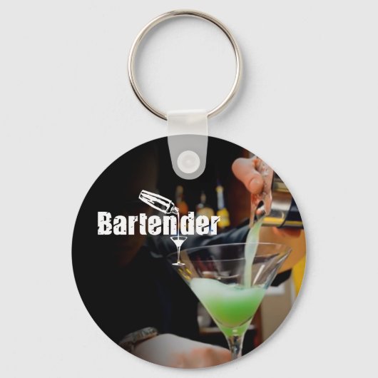Bartender Zakelijke Kaart Sleutelhanger (Voorkant)