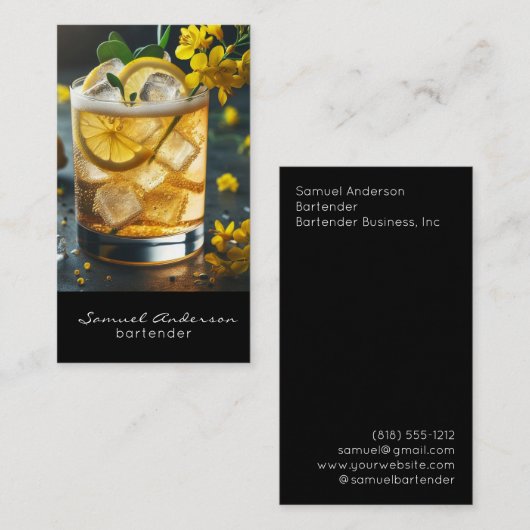 Bartender Zakelijke Kaarten Visitekaartje (Voorkant / Achterkant)