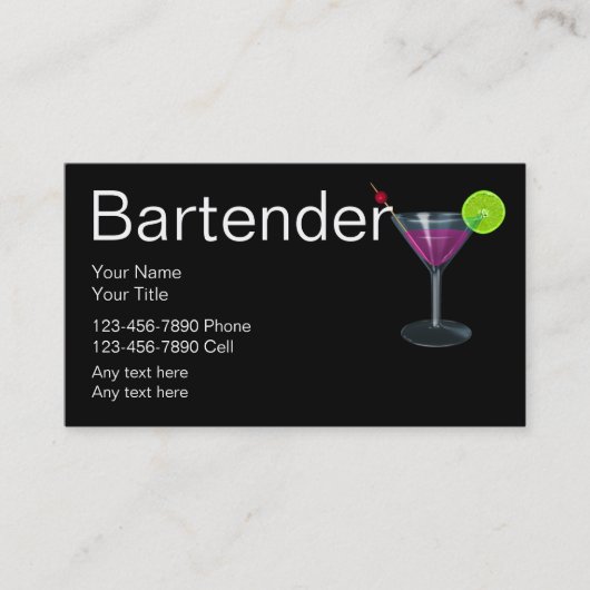 Bartender Zakelijke Kaarten Visitekaartje (Voorkant)