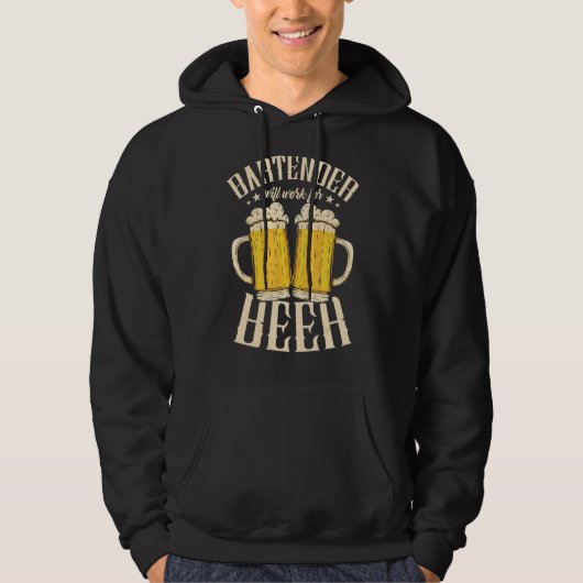 Bartender zal werken voor bier-alcoholbar hoodie (Voorkant)