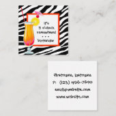 Bartender Zebra cocktail  Vierkante Visitekaartje (Voorkant / Achterkant)