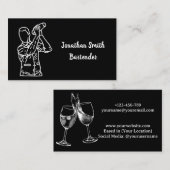 Bartender Zwart & Wit Modern Visitekaartje (Voorkant / Achterkant)