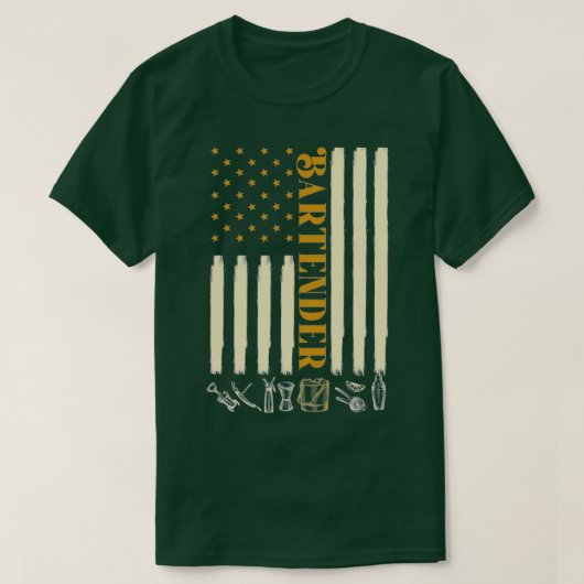 Bartending Bartender Amerikaanse vlag T-shirt (Design voorkant)