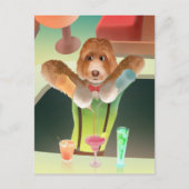 Bartending Dog in Retro Bar Aankondigingskaart (Voorkant)