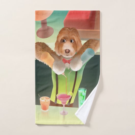 Bartending Dog in Retro Bar Bad Handdoek (Handdoek)