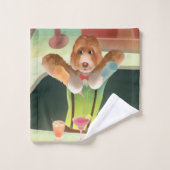 Bartending Dog in Retro Bar Bad Handdoek (Wasdoekje)