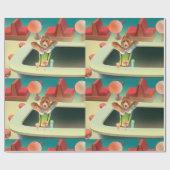 Bartending Dog in Retro Bar Cadeaupapier (Vlak)