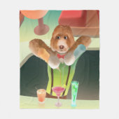 Bartending Dog in Retro Bar Fleece Deken (Voorkant)