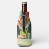 Bartending Dog in Retro Bar Flesjeskoeler (Fles Achterkant)