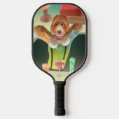 Bartending Dog in Retro Bar Pickleball Paddle (Voorkant)