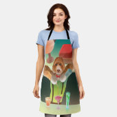 Bartending Dog in Retro Bar Schort (Gedragen)