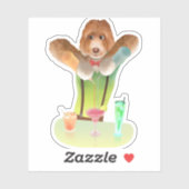 Bartending Dog in Retro Bar Sticker (Vel)