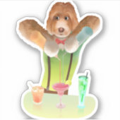 Bartending Dog in Retro Bar Sticker (Voorkant)