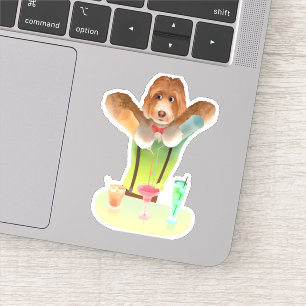 Bartending Dog in Retro Bar Sticker
