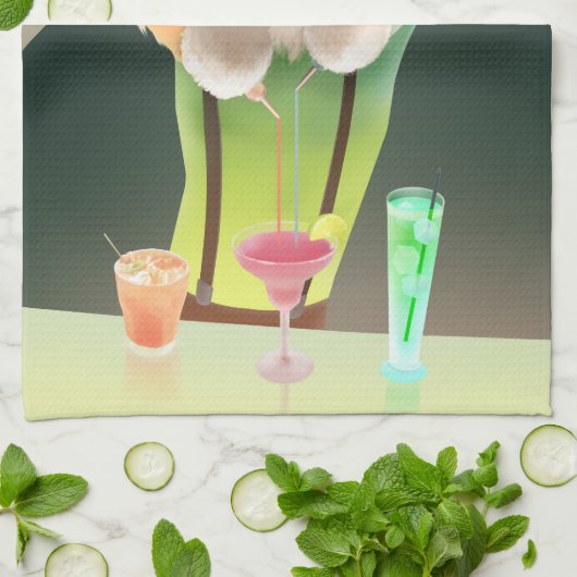 Bartending Dog in Retro Bar Theedoek (Gevouwen)