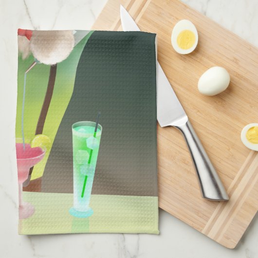 Bartending Dog in Retro Bar Theedoek (Quarter Fold)