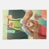 Bartending Dog in Retro Bar Theedoek (Horizontaal)