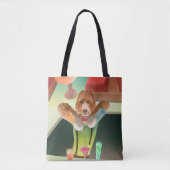 Bartending Dog in Retro Bar Tote Bag (Voorkant)