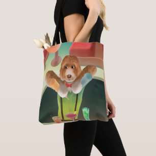 Bartending Dog in Retro Bar Tote Bag