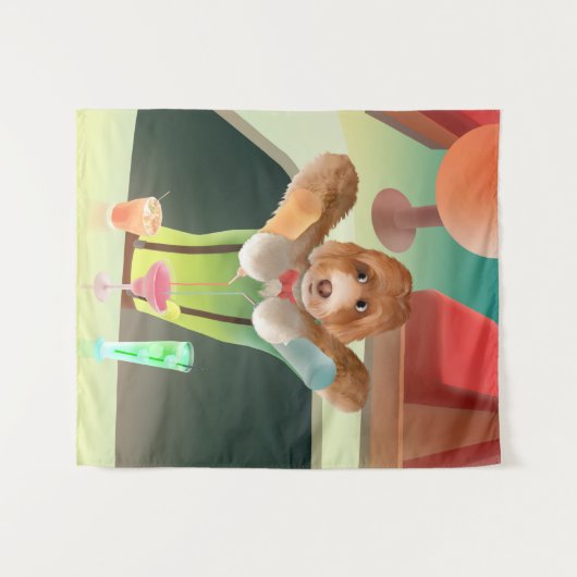 Bartending Dog in Retro Bar Wandkleed (Voorkant (horizontaal))