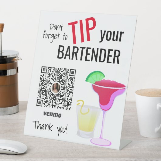 Bartending Supplies Tip uw barman Reclamebord Met Voetstuk (Insitu)