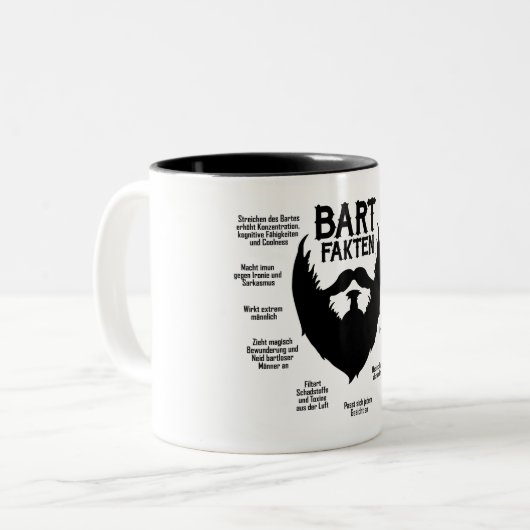 Bartfakten / Bart-Fakten (schwarz) Tweekleurige Koffiemok (Voorkant links)