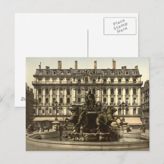 Bartholdi Fountain, Lyon, Frankrijk Briefkaart (Voorkant / Achterkant)