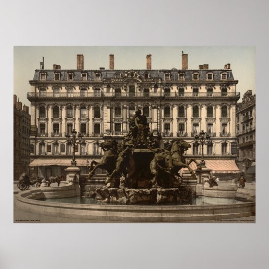 Bartholdi Fountain, Lyon, Frankrijk Poster (Voorkant)