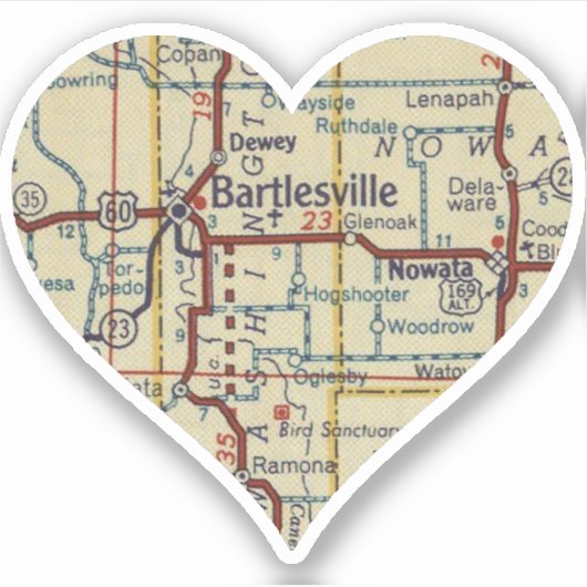 Bartlesville OK Retro kaart Sticker (Voorkant)