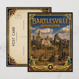 Bartlesville Oklahoma Vintage Art Deco Gouden Tijd Briefkaart