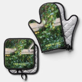 Bartlett Pears On Tree gepersonaliseerd Ovenwant & Pannenlap Set (Voorkant / Achterkant)