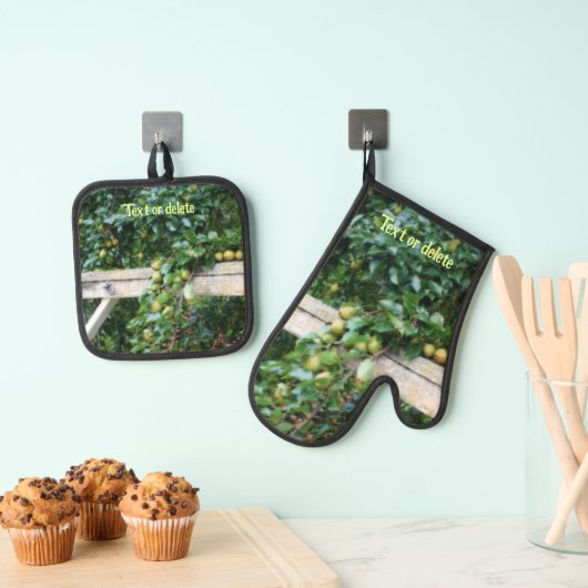 Bartlett Pears On Tree gepersonaliseerd Ovenwant & Pannenlap Set (Insitu(Ophanging))