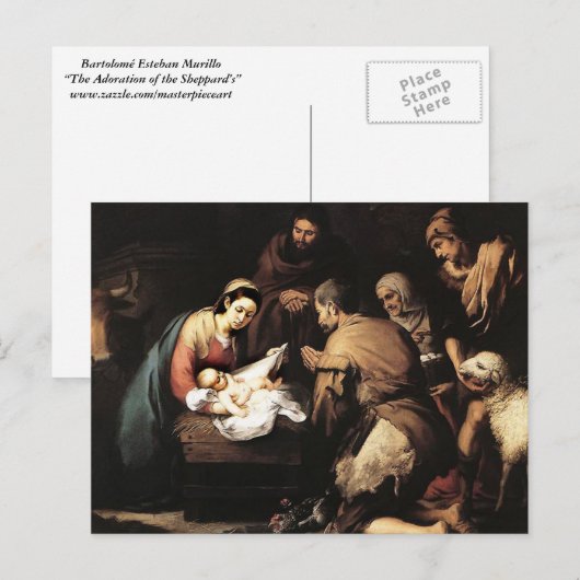 Bartolome Murillo - De adoratie van de Shepards Briefkaart (Voorkant / Achterkant)