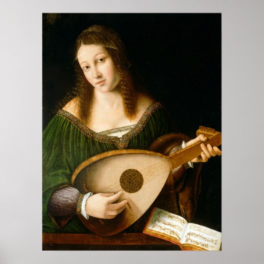 Bartolomeo Veneto en Workshop Lady Spea a a Lute Poster (Voorkant)