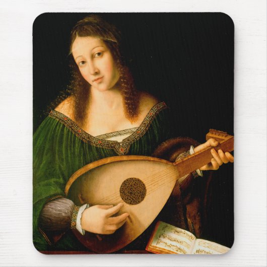 Bartolomeo Veneto Lady die het portret van Lute sp Muismat (Voorkant)