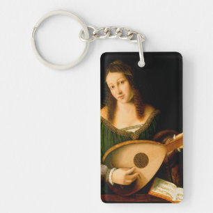 Bartolomeo Veneto Lady die het portret van Lute sp Sleutelhanger