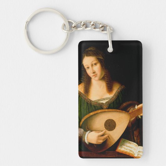 Bartolomeo Veneto Lady die het portret van Lute sp Sleutelhanger (Voorkant)