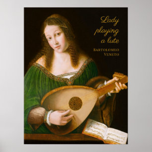 Bartolomeo Veneto Lady speelt een lute CC1161 Poster