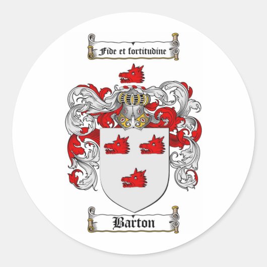 BARTON FAMILY CREST - BARTON WAPEN RONDE STICKER (Voorkant)