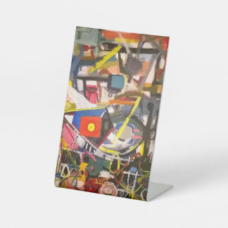 Barton Springs Abstract Jeff Hankamer Artjunkhaus Reclamebord Met Voetstuk