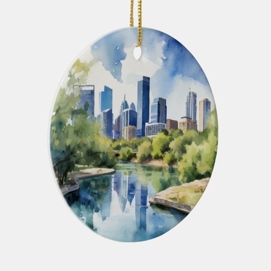 Barton Springs Austin Texas Waterverf Keramisch Ornament (Rechts)